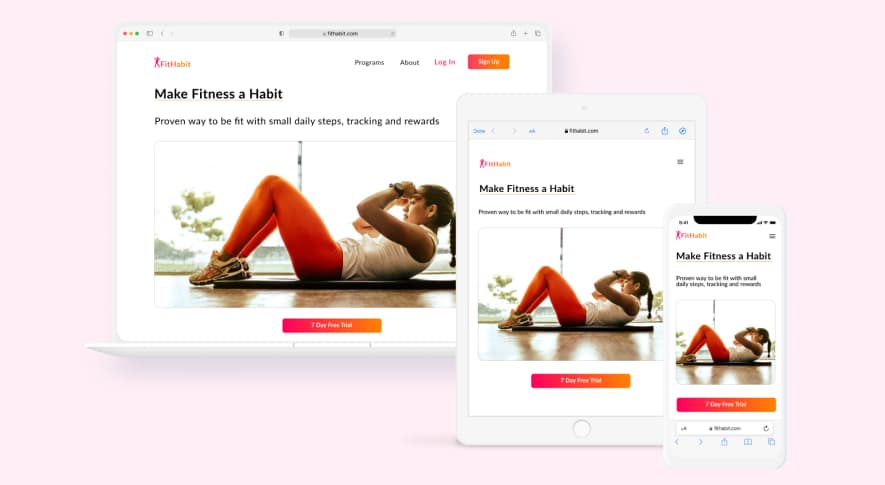 Fit Habit app view on a laptop, tablet and smartphone
