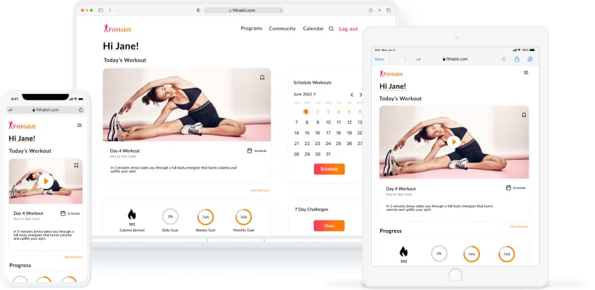Calendar on mobile and desktop