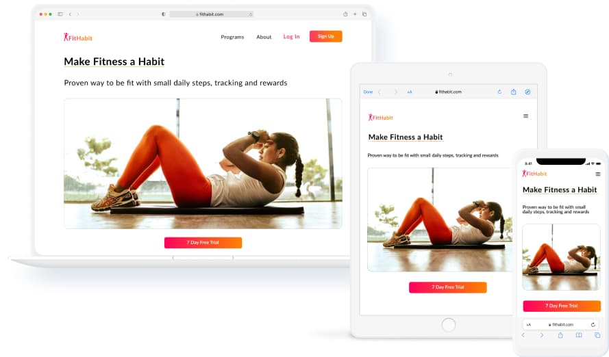 Landing page for FitHabit app